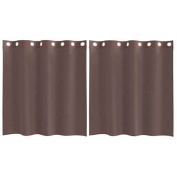 Berkfield Home Voile Curtains with Grommets 2 pcs Brown 140x140 cm - thumbnail 2