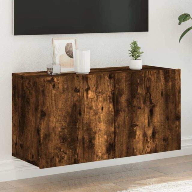 Berkfield Home TV Cabinet Wall-mounted Smoked Oak 80x30x41 cm in Brown - Size: 80 x 30 x 41 cm - image 1