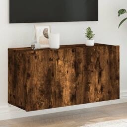 Berkfield Home TV Cabinet Wall-mounted Smoked Oak 80x30x41 cm in Brown - Size: 80 x 30 x 41 cm - thumbnail 1