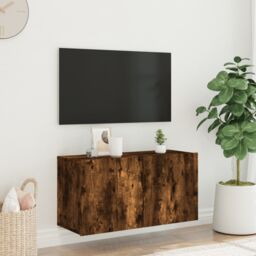 Berkfield Home TV Cabinet Wall-mounted Smoked Oak 80x30x41 cm in Brown - Size: 80 x 30 x 41 cm - thumbnail 3