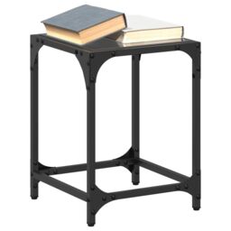 Berkfield Home Coffee Tables with Black Glass Top 2 pcs 30x30x40 cm Steel - Size: 30 x 30 x 40 cm