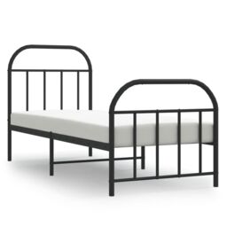 Berkfield Home Metal Bed Frame with Headboard & Footboard Black 75x190 cm Small Single - thumbnail 2