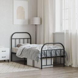 Berkfield Home Metal Bed Frame with Headboard & Footboard Black 75x190 cm Small Single - thumbnail 3