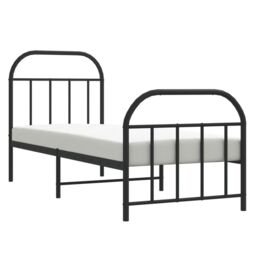 Berkfield Home Metal Bed Frame with Headboard & Footboard Black 75x190 cm Small Single - thumbnail 4