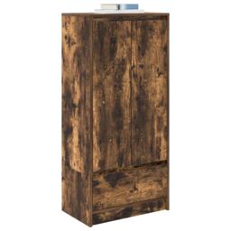 Berkfield Home Cabinet with Drawer Smoked Oak 55.5x34x119.5 cm Engineered Wood in Brown - thumbnail 4