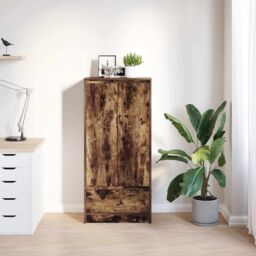Berkfield Home Cabinet with Drawer Smoked Oak 55.5x34x119.5 cm Engineered Wood in Brown - thumbnail 3