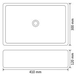 Berkfield Home Basin Ceramic Rectangular Black 41x30x12 cm - Size: 41 x 30 x 12 cm - thumbnail 6