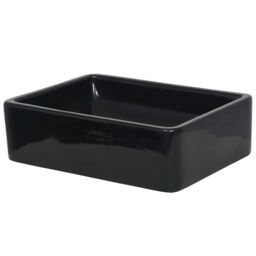 Berkfield Home Basin Ceramic Rectangular Black 41x30x12 cm - Size: 41 x 30 x 12 cm - thumbnail 4