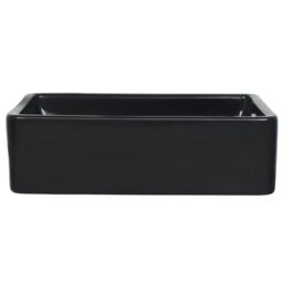 Berkfield Home Basin Ceramic Rectangular Black 41x30x12 cm - Size: 41 x 30 x 12 cm - thumbnail 5