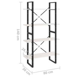 Berkfield Home 4-Tier Book Cabinet White 80x30x140 cm Solid Pine Wood - Size: 80 x 30 x 140 cm - thumbnail 8