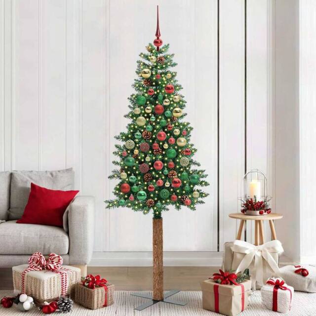 Berkfield Home Slim Christmas Tree Green 210 cm PVC & Solid Pine wood - image 1