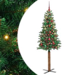 Berkfield Home Slim Christmas Tree Green 210 cm PVC & Solid Pine wood - thumbnail 2