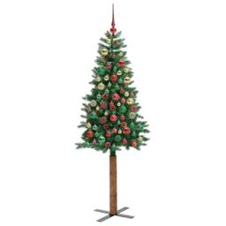 Berkfield Home Slim Christmas Tree Green 210 cm PVC & Solid Pine wood - thumbnail 6