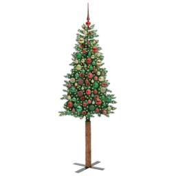 Berkfield Home Slim Christmas Tree Green 210 cm PVC & Solid Pine wood - thumbnail 3