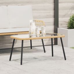 Berkfield Home Coffee Table Natural 90x45x42 cm Poly Rattan in Brown - Size: 90 x 45 x 42 cm