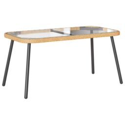 Berkfield Home Coffee Table Natural 90x45x42 cm Poly Rattan in Brown - Size: 90 x 45 x 42 cm - thumbnail 2