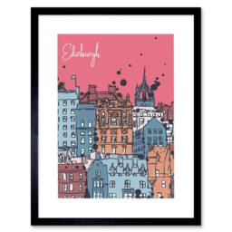 "Wee Blue Coo Edinburgh Capital Scotland Old Town Buildings 12x16"" Framed Art Print in Pink - Size: W12"" x H16""" - thumbnail 1