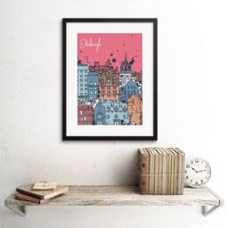 "Wee Blue Coo Edinburgh Capital Scotland Old Town Buildings 12x16"" Framed Art Print in Pink - Size: W12"" x H16""" - thumbnail 2