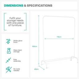 Kelvenix Freestanding Clothes Rail White - thumbnail 2