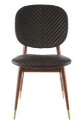 Orsina Upholstered Dining Chair, Durable Dining Chair For Breakfast, Practical Leather Chair For Dining Room in Black - thumbnail 6