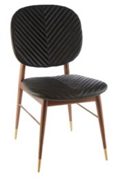 Orsina Upholstered Dining Chair, Durable Dining Chair For Breakfast, Practical Leather Chair For Dining Room in Black - thumbnail 2