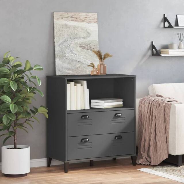 Berkfield Home Decorative Bookcase VIKEN Anthracite Grey 80x40x90 cm Engineered Wood in Dark Grey - Size: 80 x 40 x 90 cm - image 1