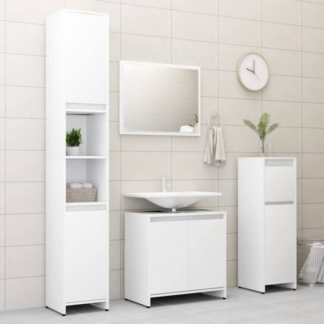 Berkfield Home Stunning 3 Piece Bathroom Furniture Set White Engineered Wood - image 1