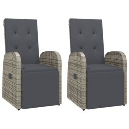 Berkfield Home 3 Piece Garden Dining Set Grey Poly Rattan&Solid Wood Acacia - thumbnail 4