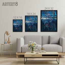 "Artery8 Riding Couple in Russian Cityscape Kandinsky Framed Canvas Wall Art in Blue - Size: W18"" x H24""" - thumbnail 4