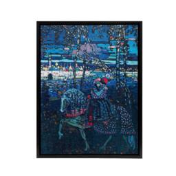 "Artery8 Riding Couple in Russian Cityscape Kandinsky Framed Canvas Wall Art in Blue - Size: W18"" x H24""" - thumbnail 1