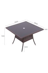 Garden Sanctuary Brown Square Wicker Garden Table With Parasol Hole - thumbnail 6