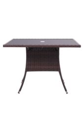 Garden Sanctuary Brown Square Wicker Garden Table With Parasol Hole - thumbnail 3