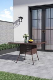 Garden Sanctuary Brown Square Wicker Garden Table With Parasol Hole - thumbnail 1
