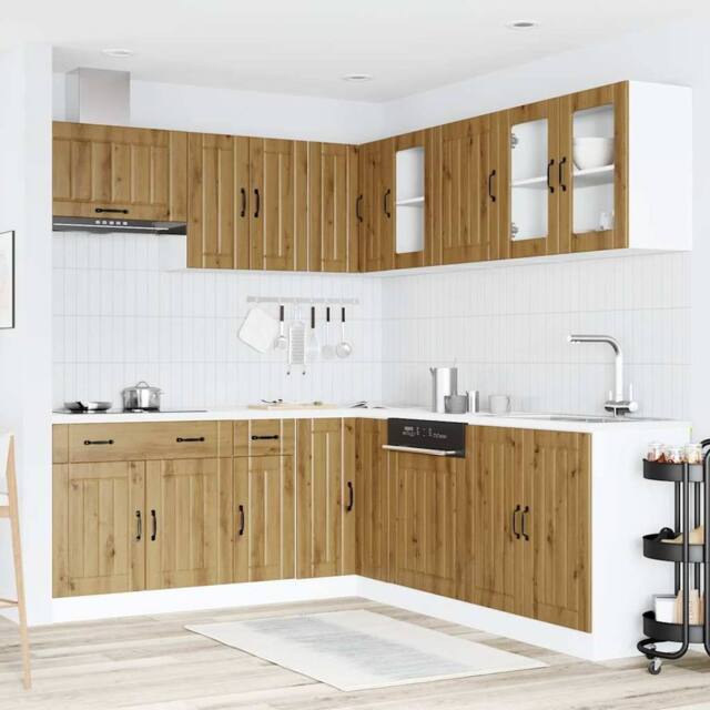 Berkfield Home Elegant 11 Piece Kitchen Cabinet Set Lucca Artisan Oak Engineered Wood in Brown - image 1