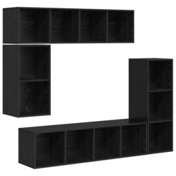 Berkfield Home Wall-mounted with Storage 4 pcs Black oak Engineered wood - thumbnail 2