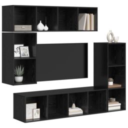 Berkfield Home Wall-mounted with Storage 4 pcs Black oak Engineered wood - thumbnail 3