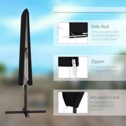 OUTSUNNY Garden Parasol Cover for 2-4.6m Umbrella Protector, Black - thumbnail 5