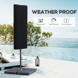 OUTSUNNY Garden Parasol Cover for 2-4.6m Umbrella Protector, Black - thumbnail 4