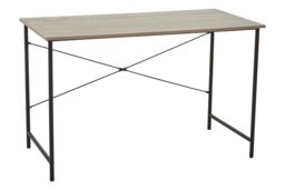 Orsina Sleek Grey Oak Desk With Black Metal Frame, Work Desk for Computer - thumbnail 1