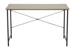 Orsina Sleek Grey Oak Desk With Black Metal Frame, Work Desk for Computer - thumbnail 4