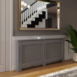 VOGREX Geometric MDF Grey Radiator Cover - thumbnail 4