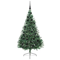 Berkfield Home Beautiful Artificial Pre-lit Christmas Tree Green 180 cm PVC - thumbnail 4