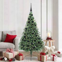 Berkfield Home Beautiful Artificial Pre-lit Christmas Tree Green 180 cm PVC - thumbnail 2