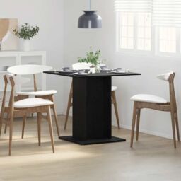 Berkfield Home Dining Table Black Oak 80x80x75 cm Engineered Wood - Size: 80 x 80 x 75 cm - thumbnail 1