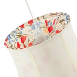 Happy Homewares Classic Curved Cream Cotton Drum Shade with Blue & Red Floral Inner - Size: 12 inches - thumbnail 5