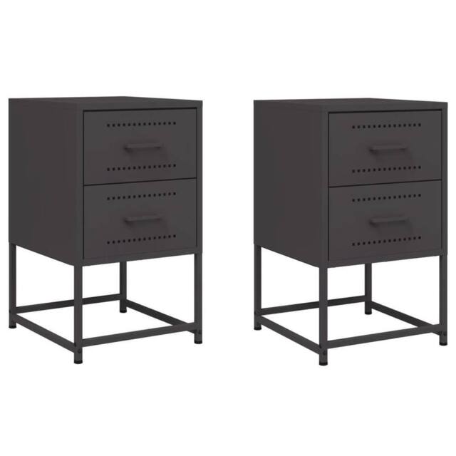 Berkfield Home Bedside Cabinets 2 pcs Black 36x39x60.5 cm Steel - image 1