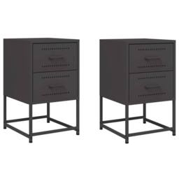 Berkfield Home Bedside Cabinets 2 pcs Black 36x39x60.5 cm Steel - thumbnail 1