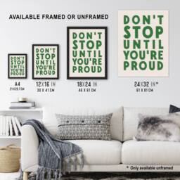 Artery8 Don't Stop Until You Are Proud Simple Motivational Framed Art Print in Beige - Size: A4 - thumbnail 3