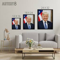 "Artery8 Portrait Donald Trump US President Framed Canvas Wall Art Print - Size: W12"" x H16""" - thumbnail 4