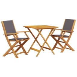 Berkfield Home Beautiful 3 Piece Bistro Set Anthracite Fabric & Solid Wood in Dark Grey - thumbnail 3